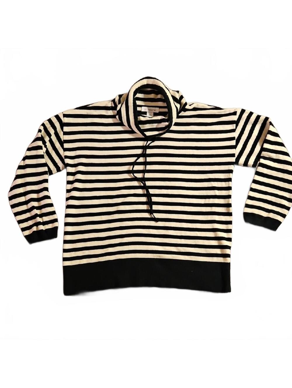 Liz Claiborne Black and White Striped Pullover Sweater Size L